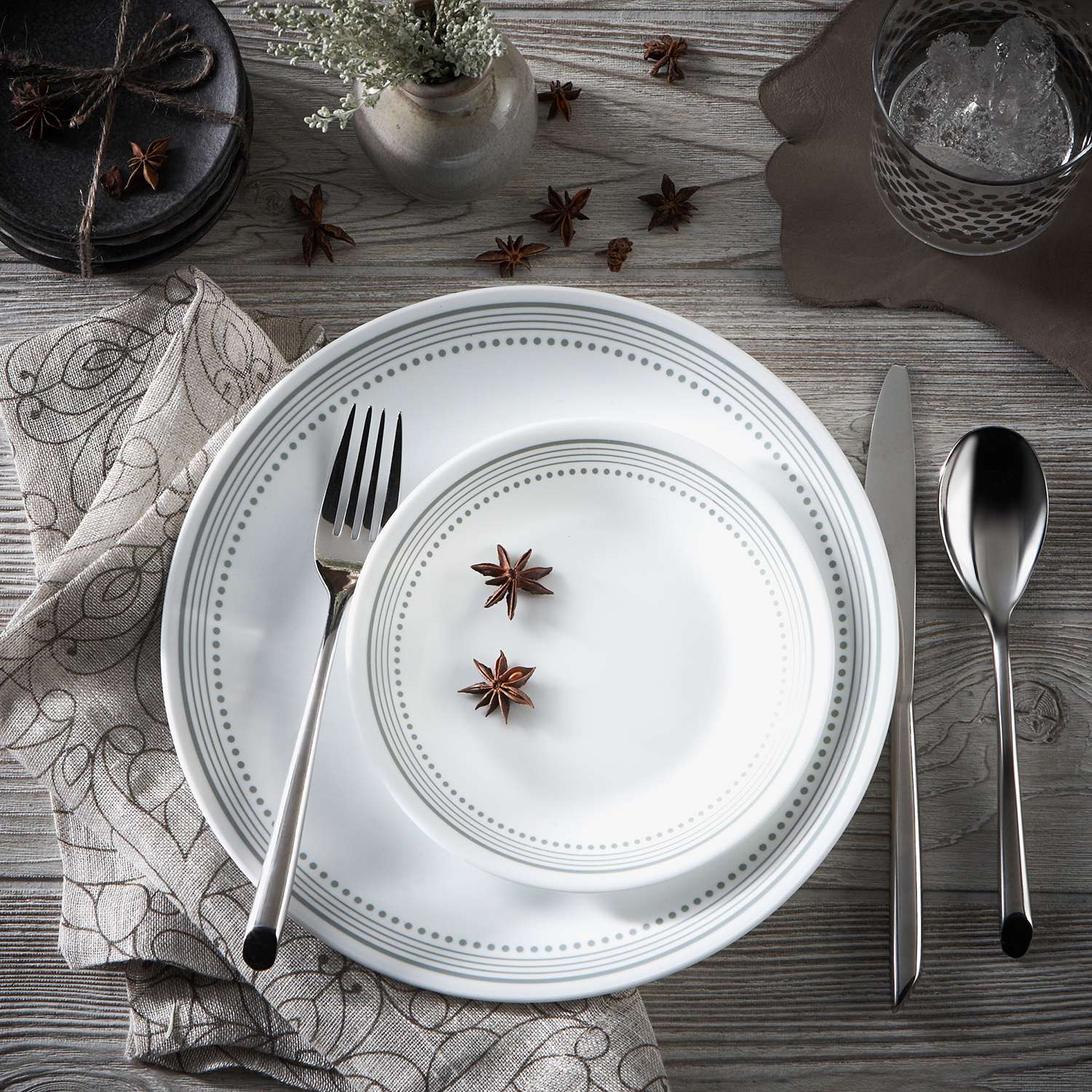 CORELLE | Service, MYSTIC GRAY, weiß