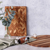 TEAKHAUS | Teakholz-Schneidebrett, HERRINGBONE, tea