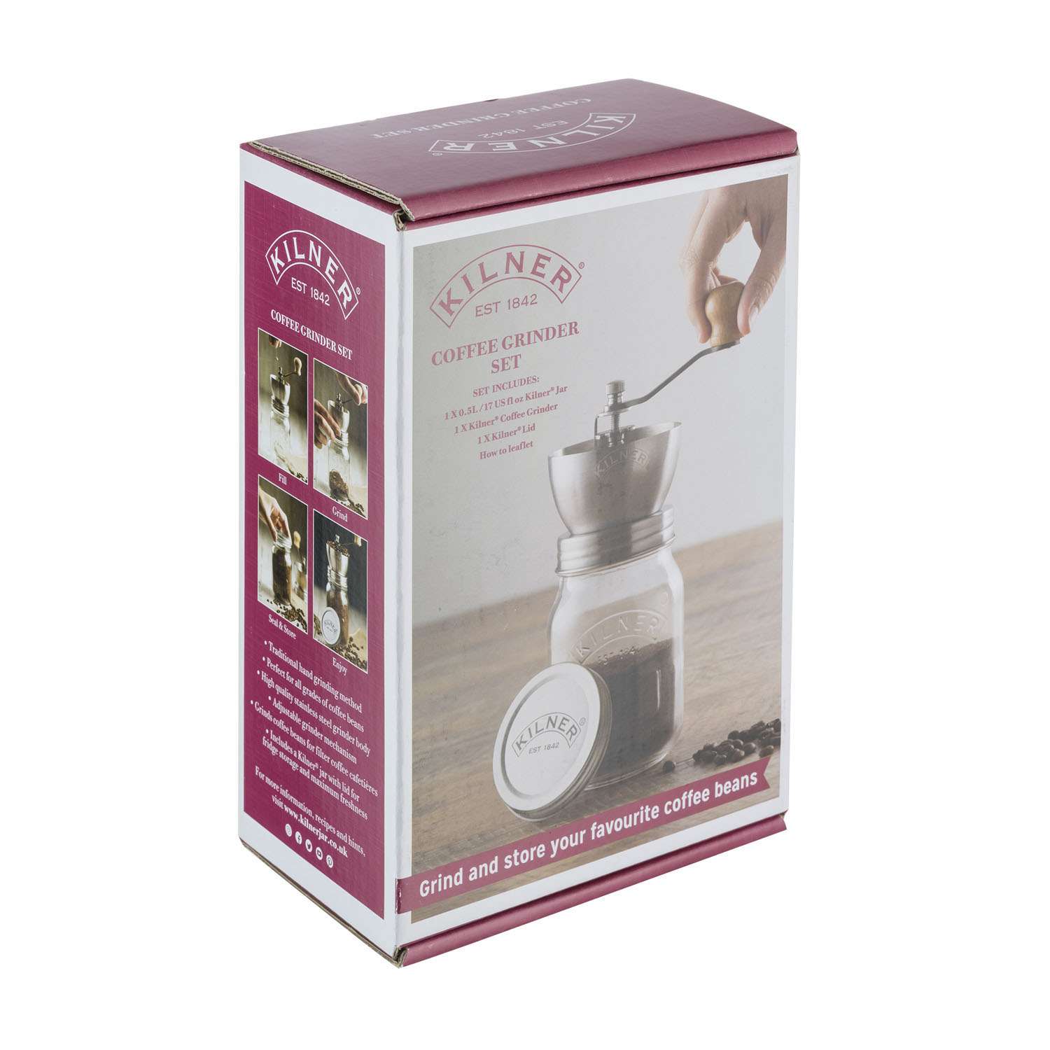 KILNER | Kaffeemühle mit Kurbel, klar, 500 ml