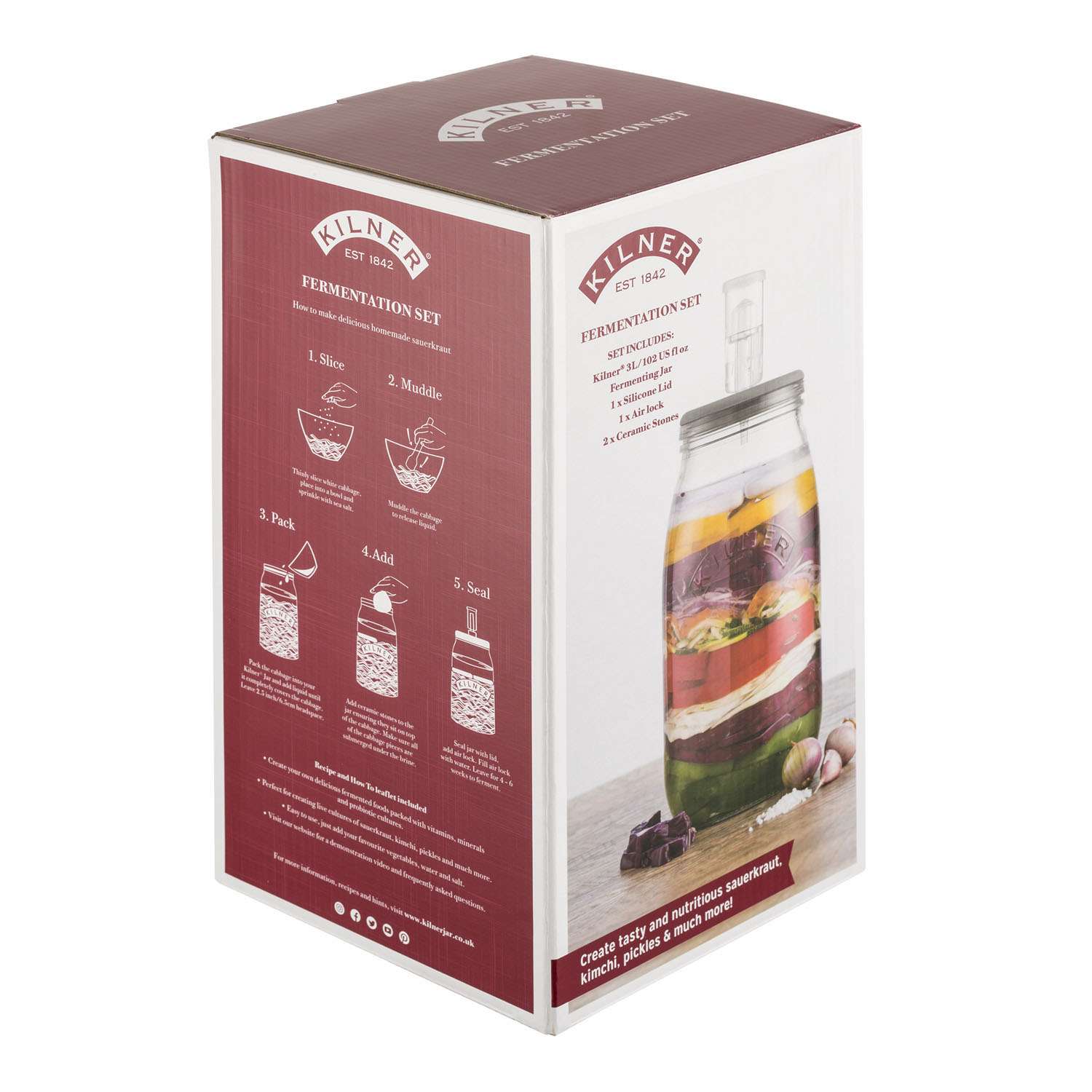 KILNER | Fermentierglas, groß, FERMENTIER, klar, 3