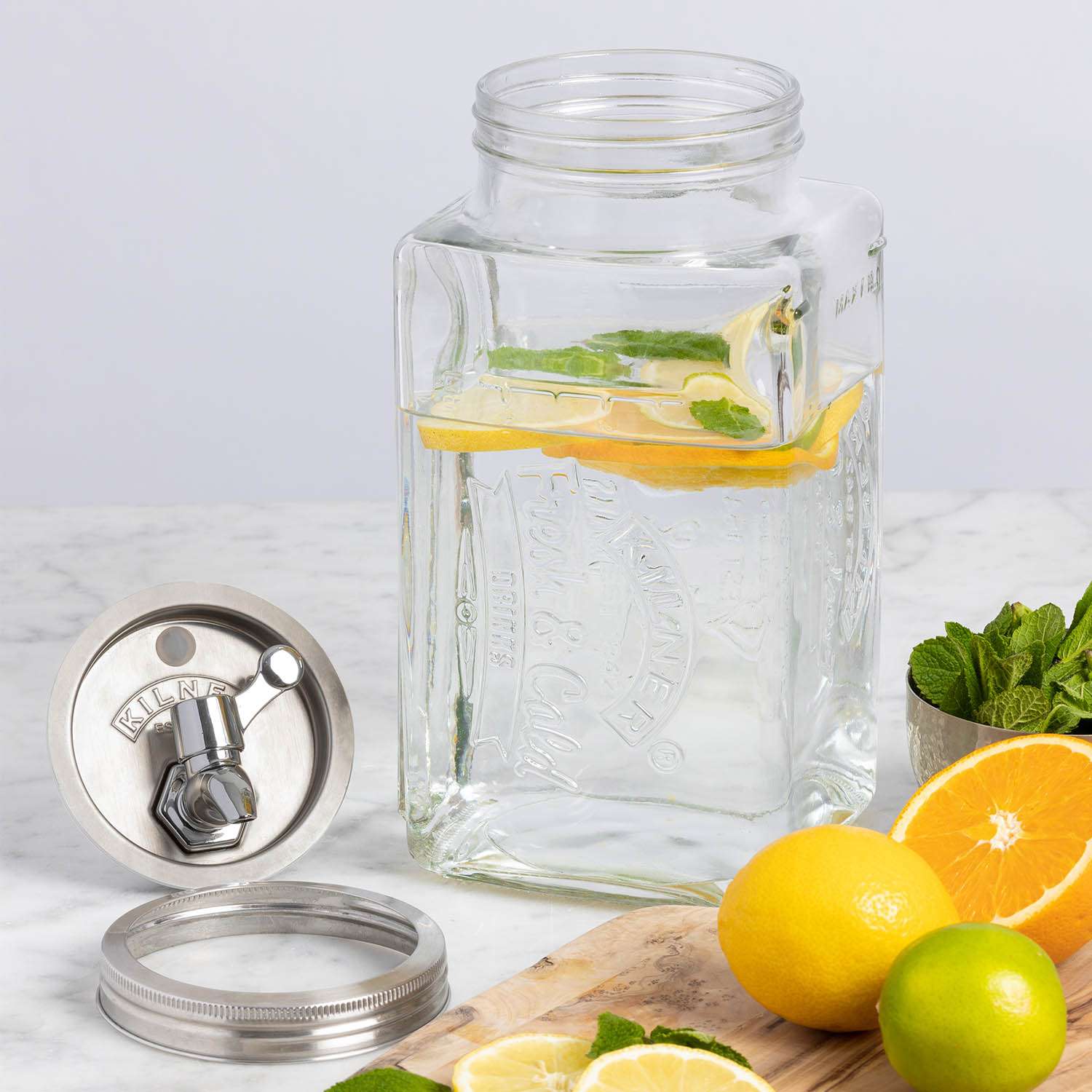 KILNER | Getränkespender, FRIDGE, klar, silber, 3 L