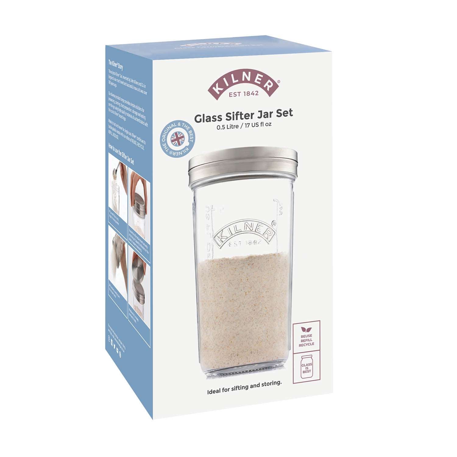 KILNER | Vorratsglas, quadr., klar, silber, 500 ml