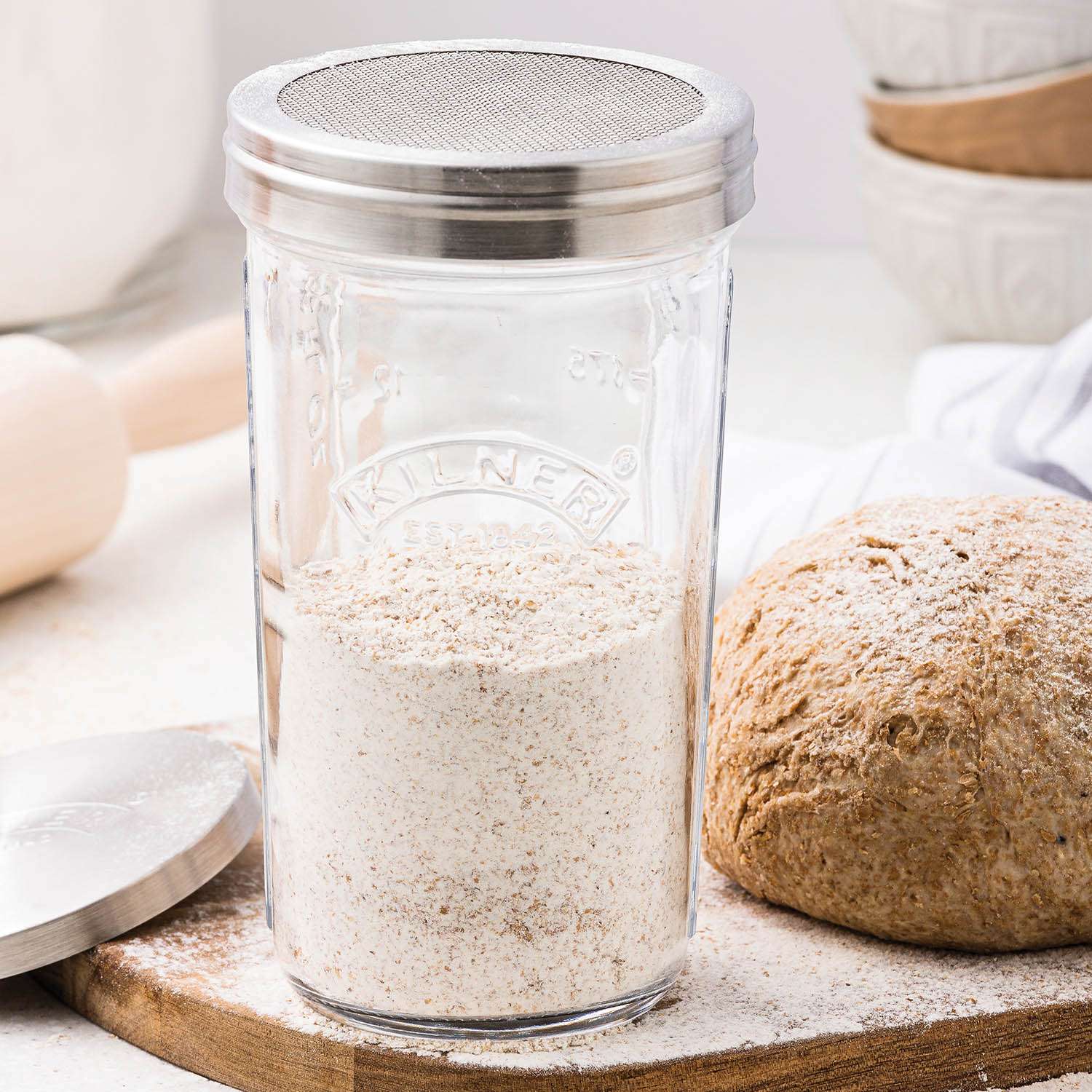 KILNER | Vorratsglas, quadr., klar, silber, 500 ml