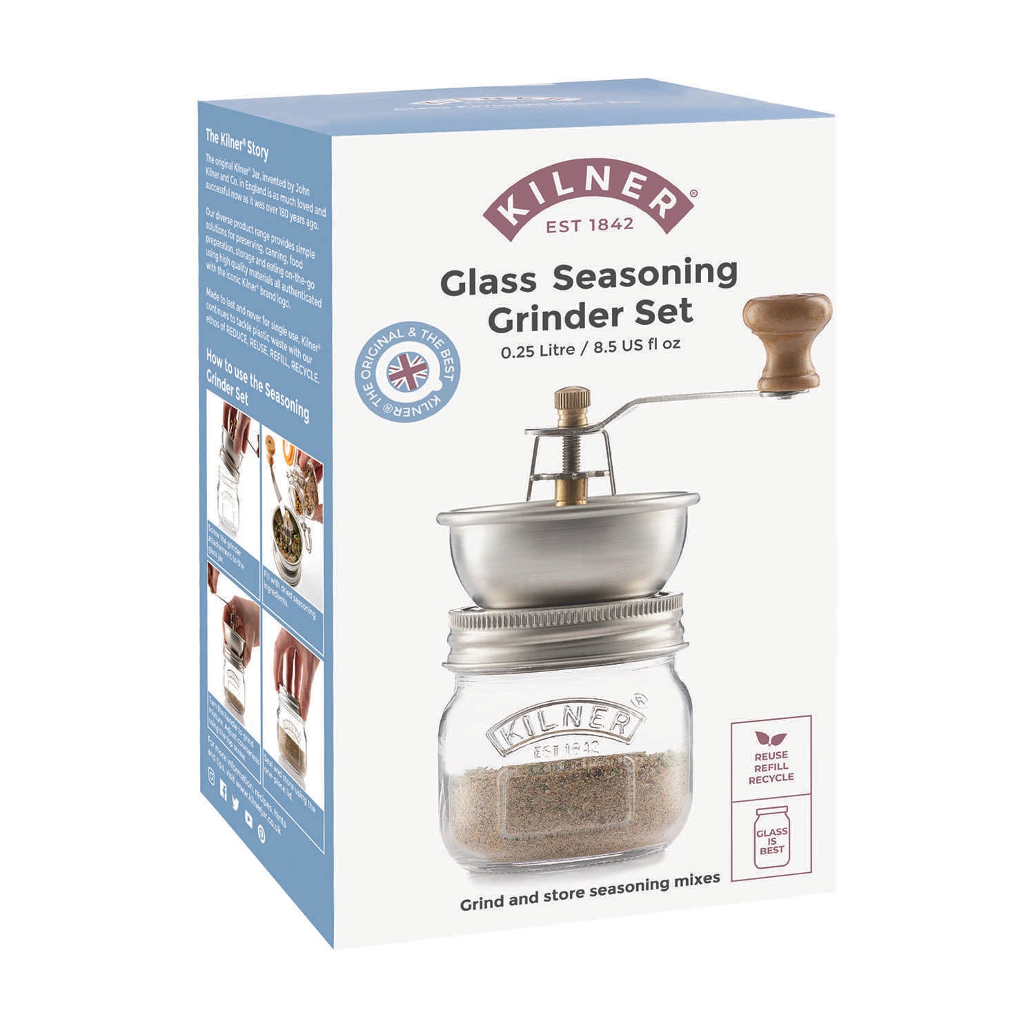 KILNER | Gewürzmühle, SPICES, klar, 250 ml