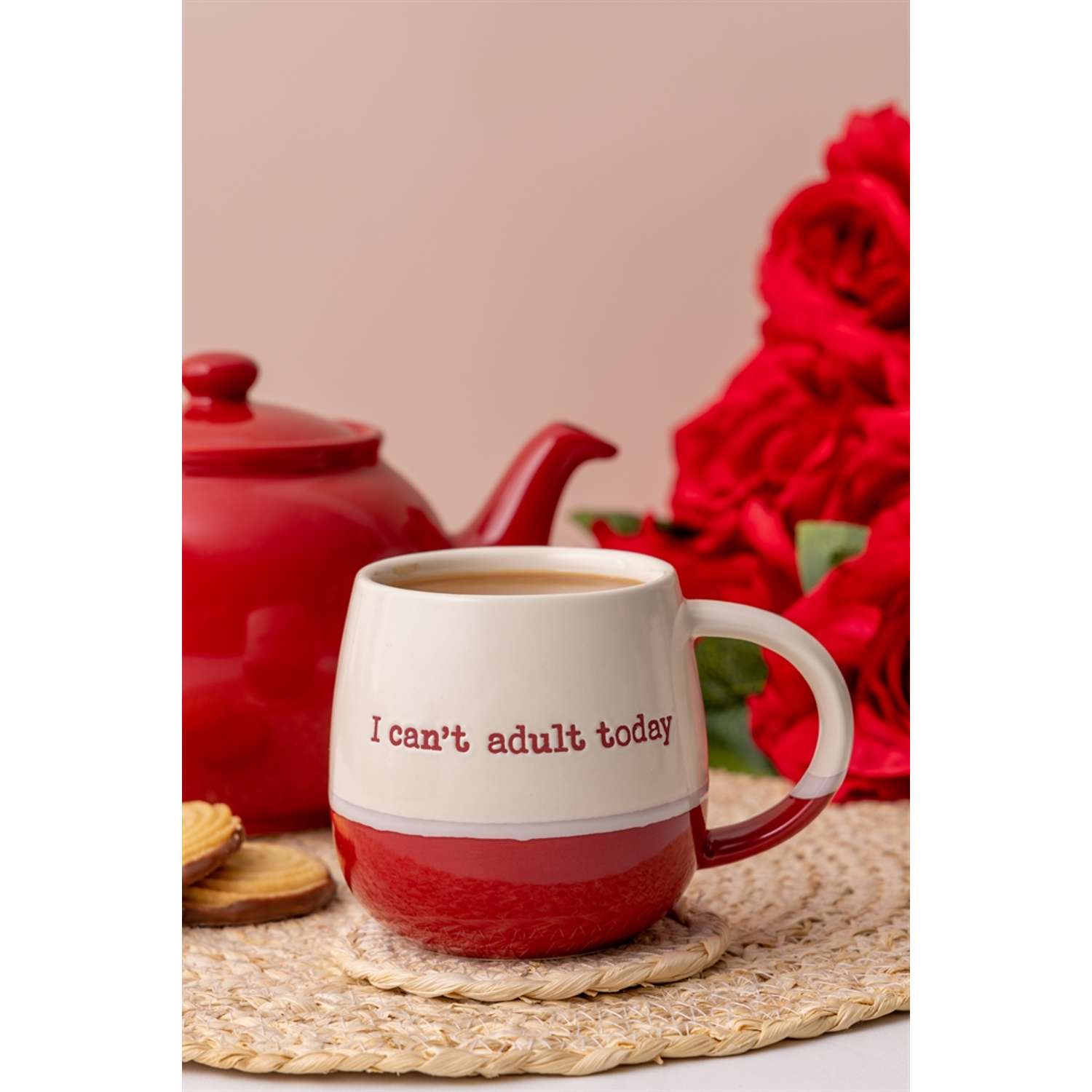 PRICE & KENSINGTON, Tasse, ADULT TODAY", rot / weiß