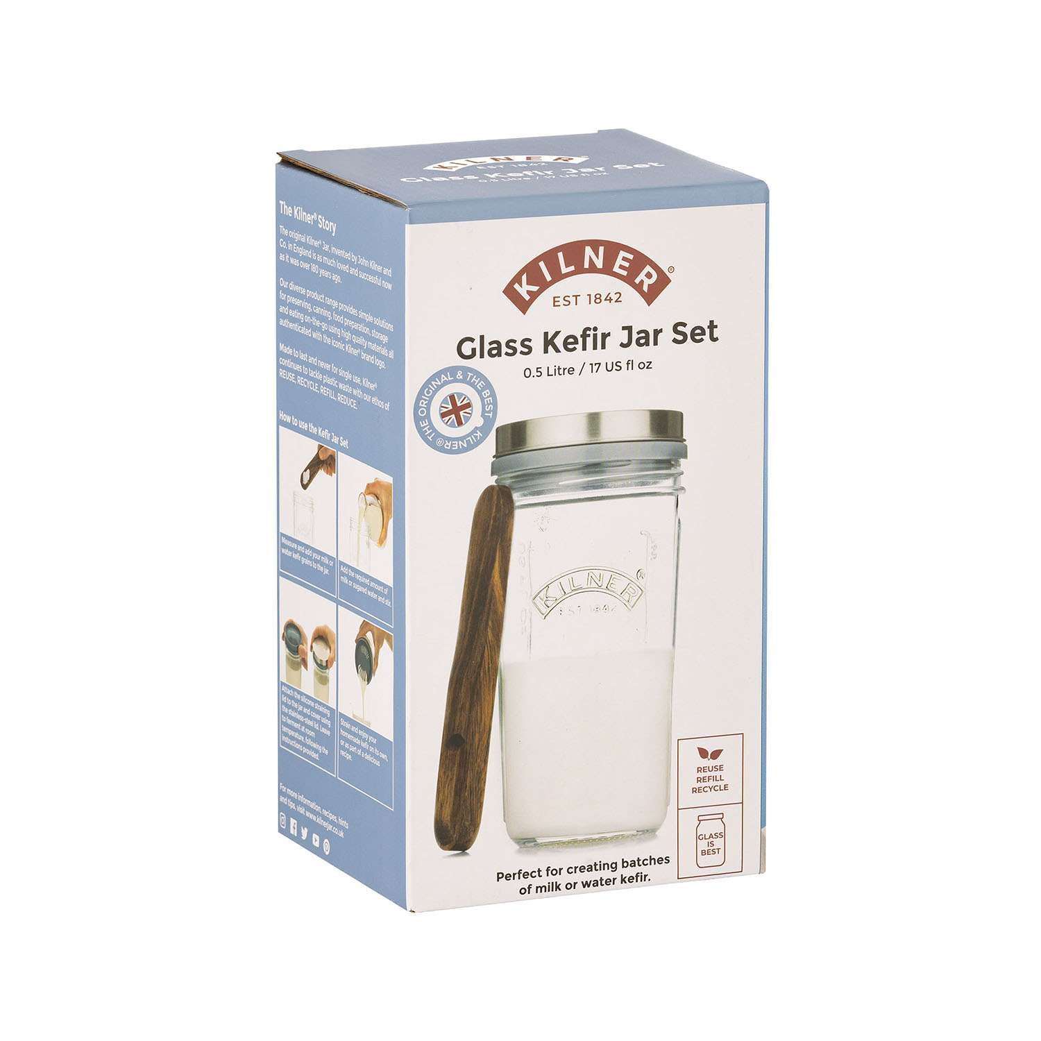 KILNER | Kefir-Set, KEFIR, klar, 500 ml