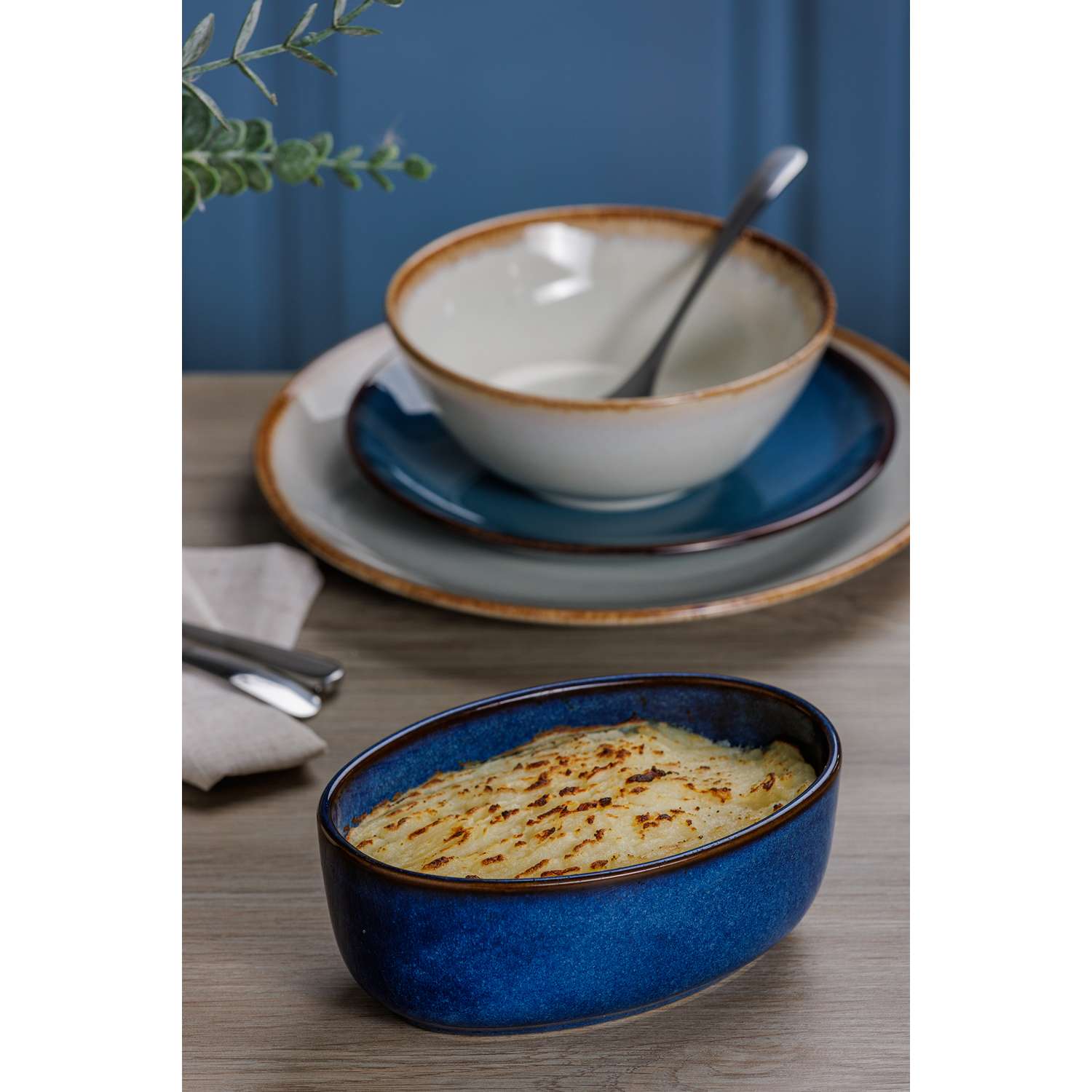 MASON CASH | Auflaufform, RUSTIC CHARM, blau