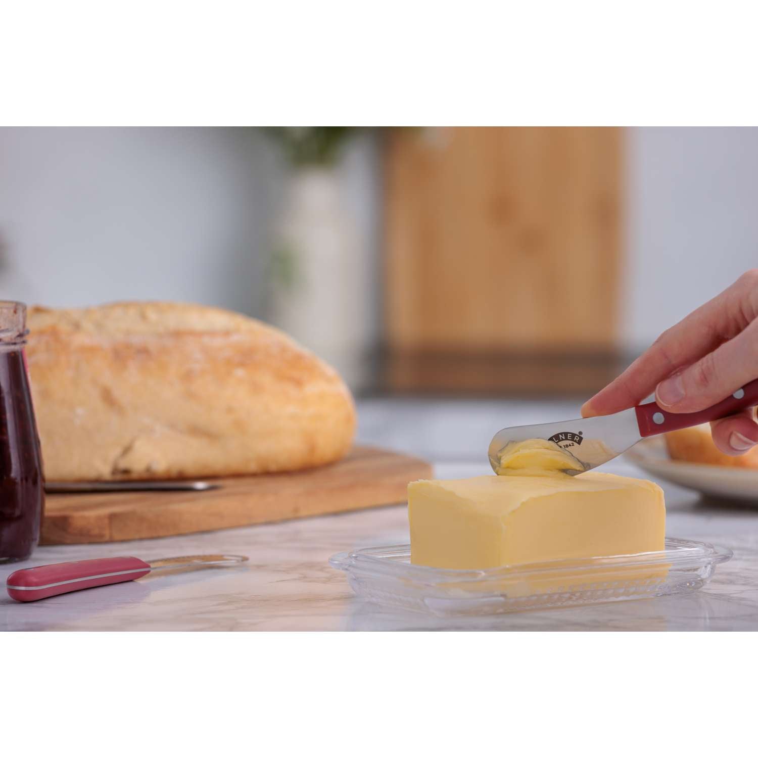 KILNER | Buttermesser, edelstahl / rot