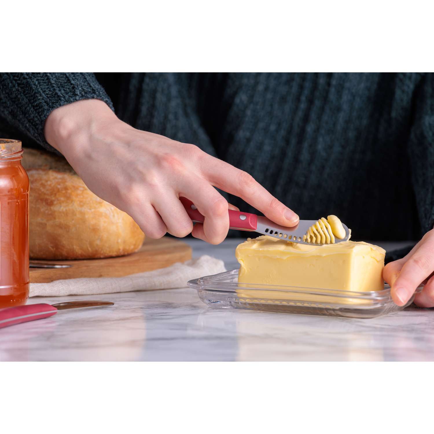 KILNER | Buttermesser, edelstahl / rot