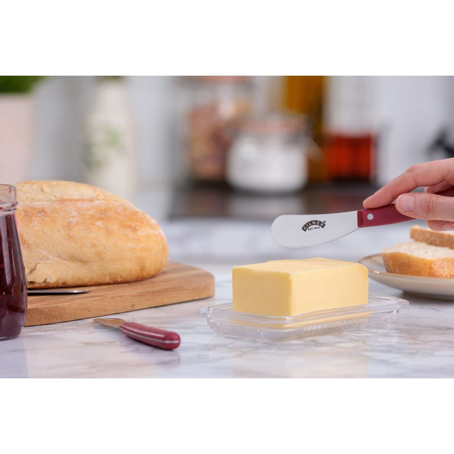 KILNER | Buttermesser, edelstahl / rot