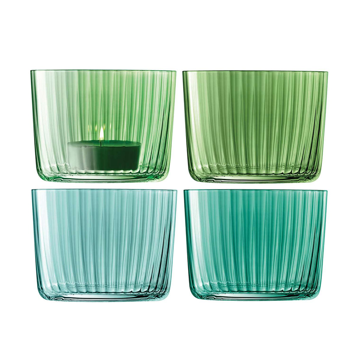 LSA | Kerzenhalter, GEMS, grün, H6,1 cm, 4er Set