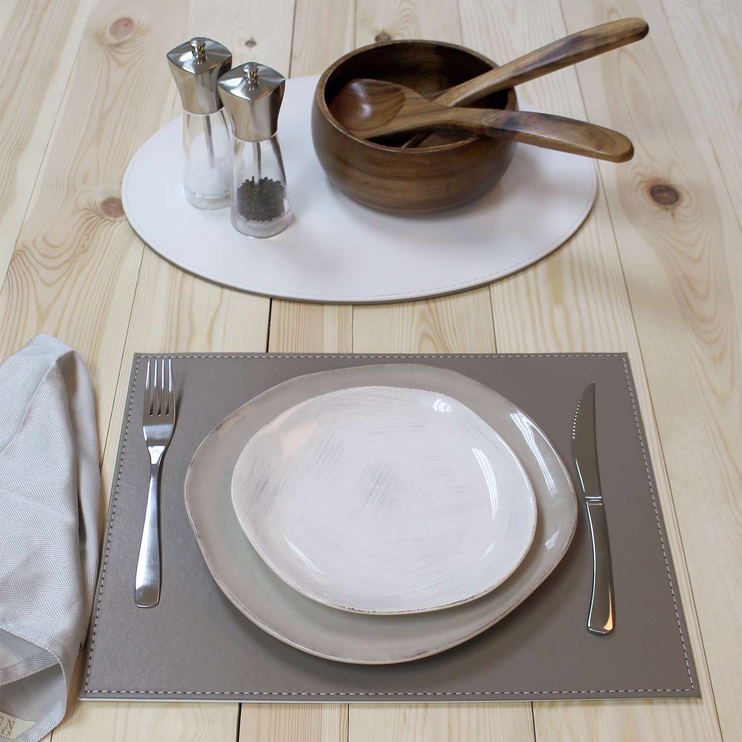 FREEFORM | Platzset, DUO, taupe/weiß, rechteck