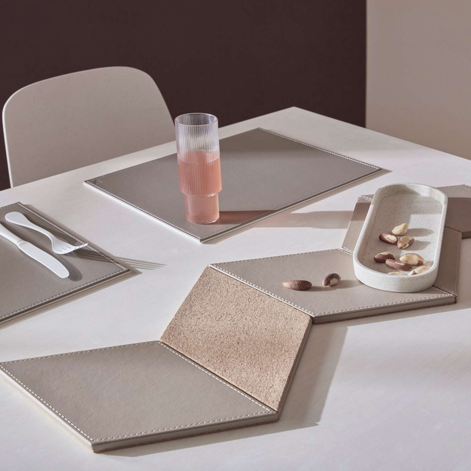FREEFORM | Platzset, DUO, taupe/weiß, rechteck