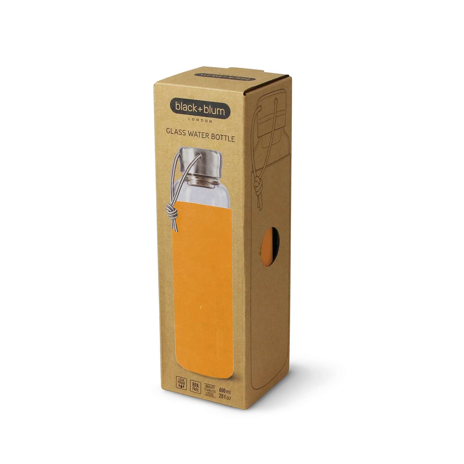BLACK+BLUM | Trinkflasche, TO-GO GLAS, ozean, 600 m