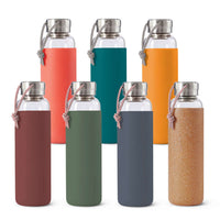 Glas-Wasserflasche, Orange, 600 ml