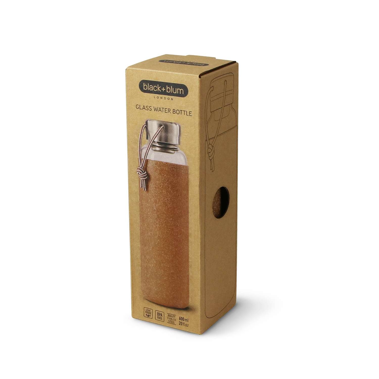 BLACK+BLUM | Trinkflasche, TO-GO GLAS, ozean, 600 m