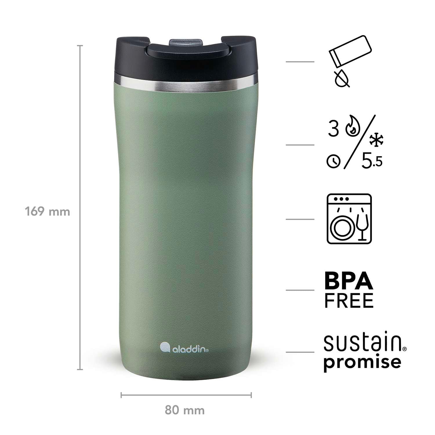ALADDIN | Thermobecher, BARISTA, grün, 350 ml