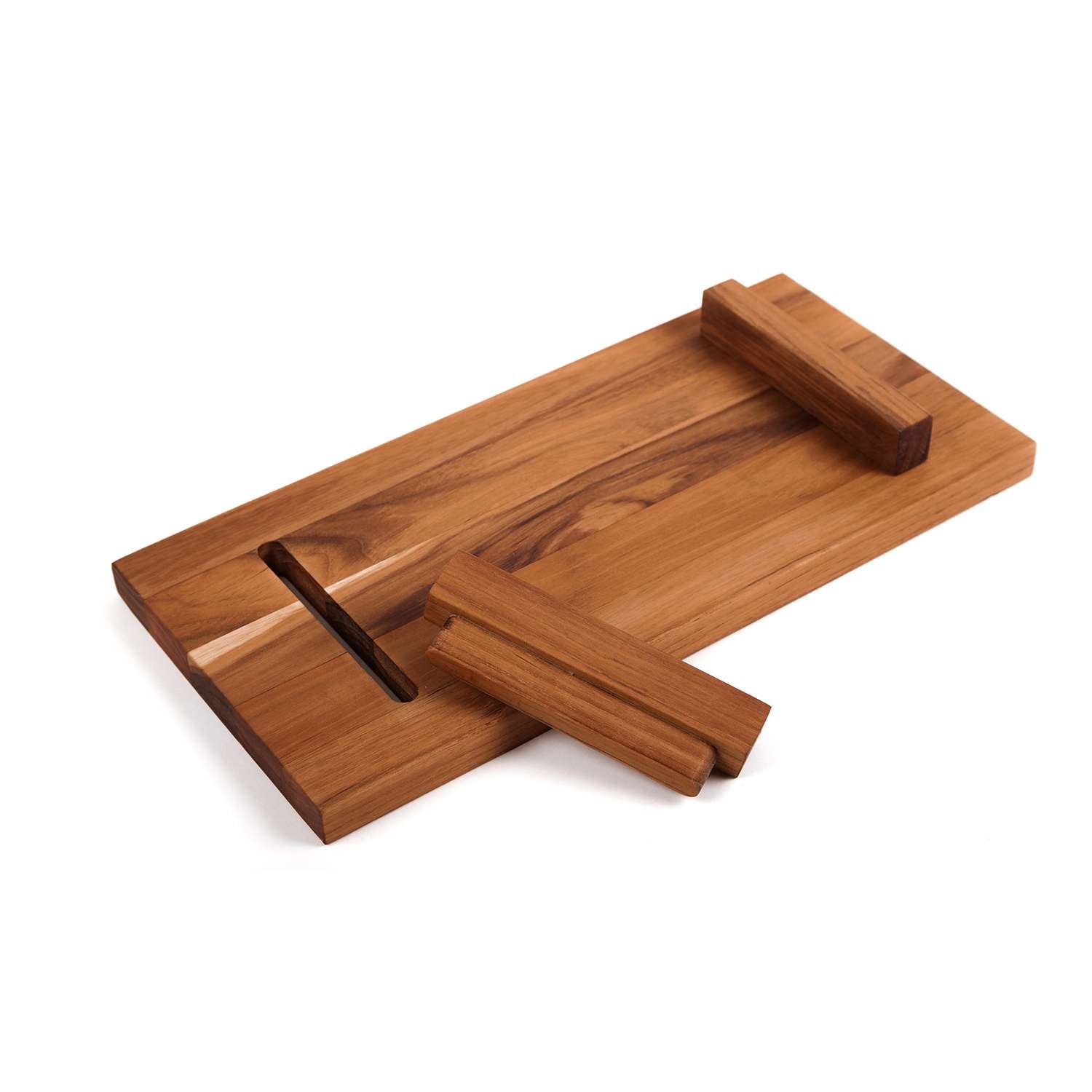 Teakholz-Servierbrett BISTRO auf Füßen, 53 x 22 x 4.6 cm