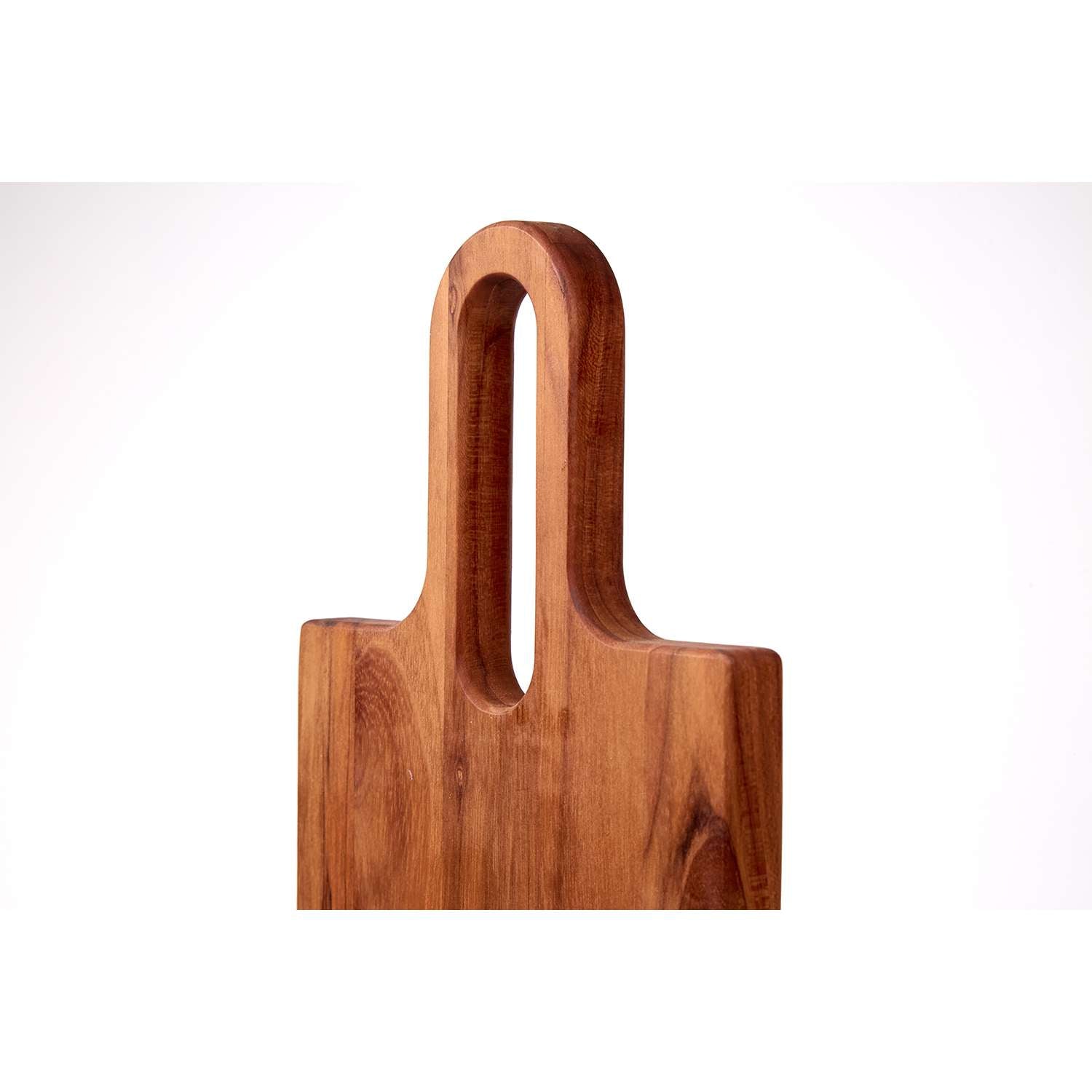 Teakholz-Servierbrett BISTRO, rund mit Griff, 51 x 18 x 2 cm
