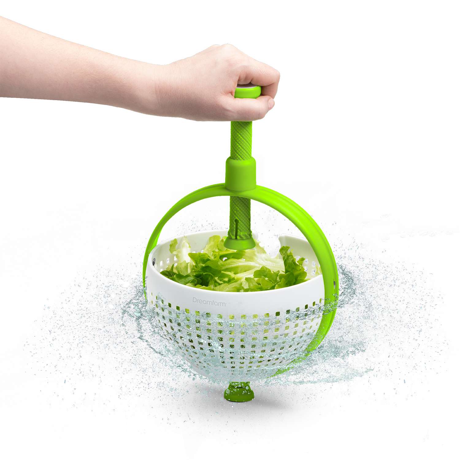 DREAMFARM | Salatschleuder 2in1, SPINA, grün, 3,4 L