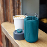 BLACK+BLUM | Kaffeebecher, TO-GO GLAS, blau